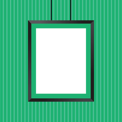 Aufkleber - Vector picture frames hanging on green wall. mock up frame photo. Blank frame. realistic photo card