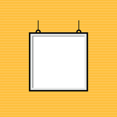 Aufkleber - Square Realistic black frame, Modern frames. Vector picture frames on blue background. mock up frame photo. Blank frame hanging