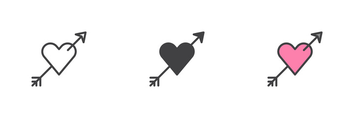 Wall Mural - Heart with arrow different style icon set