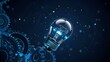 © Abdul - Abstract light bulb with gears inside. Innovation, creativity, business technology idea concept in dark blue.