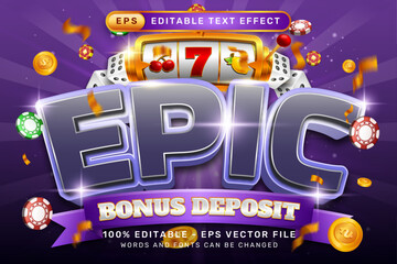 Poster - epic 3d text effect and editable text effect with a black background and gambling illustrations