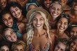© Surachetsh - A poster featuring a diverse group of smiling supermodel Caucasian women with various faces and swimwear styles.