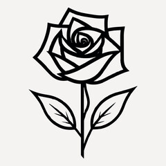 Wall Mural - Elegant black rose line art