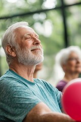 A group of elderly people enjoying a recreational activity at an assisted living facility, Generative AI