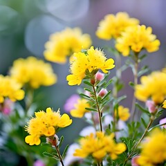 Canvas Print - yellow flowers of green grass