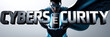 © DavoeAnimation - superhero protects mobile, cell, smart phone, word 'cybersecurity' white backdrop, ultrawide