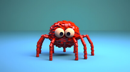 Poster - Spider 3d pixel Cartoon