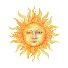 Poster - Radiant sun with human face