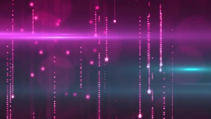 Poster - Pink and blue light particles floating in animation over dark background