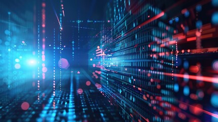 Abstract digital background with glowing lines and data.