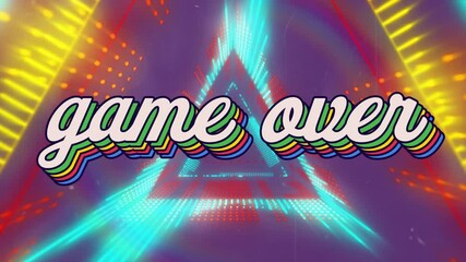 Canvas Print - Game over text animation over neon triangle and light effects