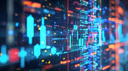 Poster - Abstract digital data visualization with charts, graphs and code. Representing information, business, and financial trends.