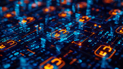 Fototapete - concept of financial data encryption with a visual of encrypted transaction codes, digital locks, an