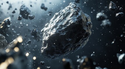 Canvas Print - Asteroid Field in Space