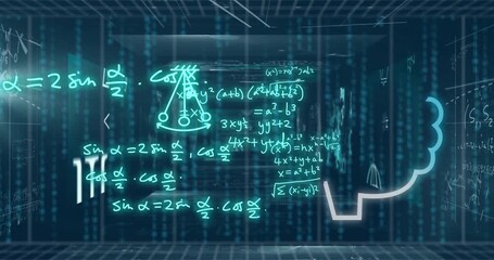 Poster - Animating mathematical equations and graphs over digital grid background