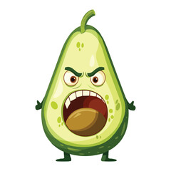 Wall Mural - angry cartoon Avocado on white background vector