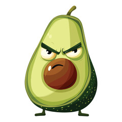 Wall Mural - angry cartoon Avocado on white background vector