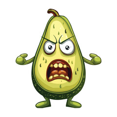 Wall Mural - angry cartoon Avocado on white background vector