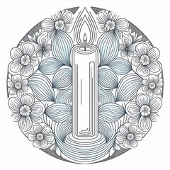 Wall Mural - candle line art logo