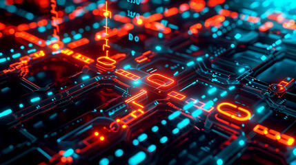 Fototapete - a detailed visual of blockchain transactions with interconnected blocks, secure chains