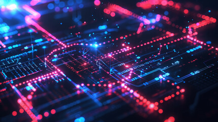 Fototapete - a detailed visual of blockchain transactions with interconnected blocks, secure chains