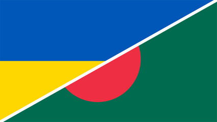 Poster - Ukraine and Bangladesh flags combined in a split design, symbolizing international relations, global unity, and cultural exchange