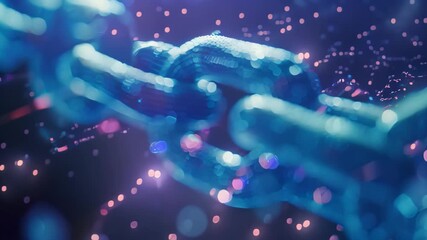 Wall Mural - Detailed view of a blue chain against a black background, Utilizing blockchain technology to securely manage patient health records and ensure data privacy