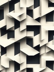 Poster - Geometric paper pattern with repeating shapes, symmetrical layout and sharp lines, modern design with consistent texture.