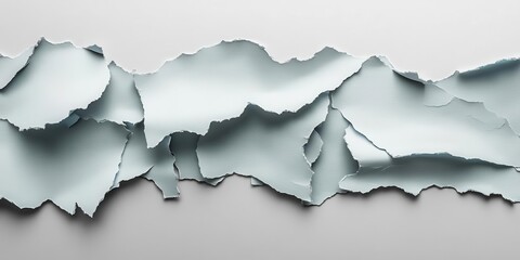Poster - Faux torn paper with sharp digital edges and simulated depth, clean background, light shadow enhancing authenticity.