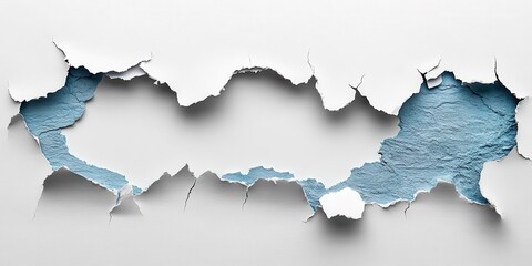 Poster - Faux torn paper with sharp digital edges and simulated depth, clean background, light shadow enhancing realism