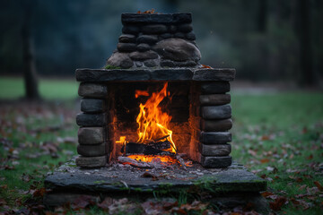 Poster - Backyard fireplace