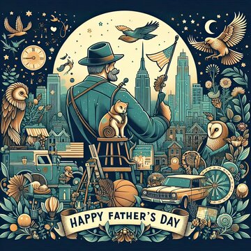 New style happy fathers day illustration. AI generative