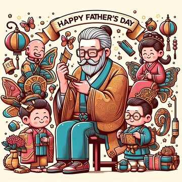 New style happy fathers day illustration. AI generative