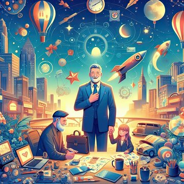 New style happy fathers day illustration. AI generative