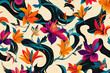 © Em Neems Photography - Lively pattern featuring bright bird-of-paradise flowers  in vivid colours