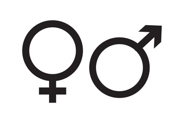 Black male and female gender symbols isolated - stock vector eps