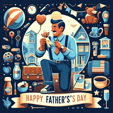 New style happy fathers day illustration. AI generative