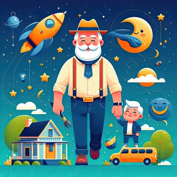 New style happy fathers day illustration. AI generative