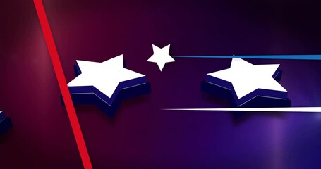 Poster - Stars and stripes animation over purple background with red and blue accents