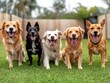 © Thi - A group of dogs barks and plays together in a fenced yard, showcasing socialization in a safe environment.