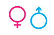 © Hello  - Gender symbols in pink and blue isolated - stock vector eps