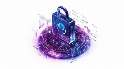 Poster - A digital lock symbolizes cybersecurity and data protection, showcasing a modern, tech-inspired visual of safety in the digital realm.
