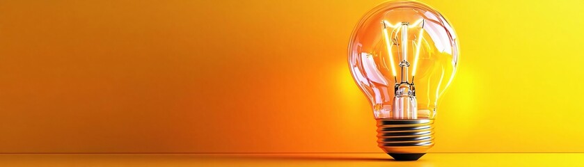 Poster - A glowing light bulb against a vibrant yellow background, symbolizing inspiration, creativity, and innovation in design.