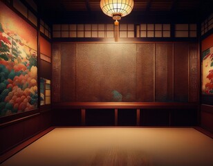 Wall Mural - Golden Elegance: A High-Class Japanese Vintage Room