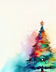 Wall Mural - Christmas tree background color on Christmas Day and New Year's Day, watercolor art style