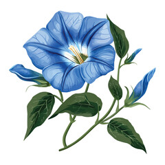 Wall Mural - Blue Morning glory flower with leaves vector