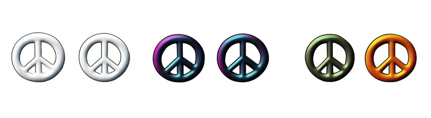 a set of peace signs of different thicknesses. peace symbols, peace pictograms isolated on white bac