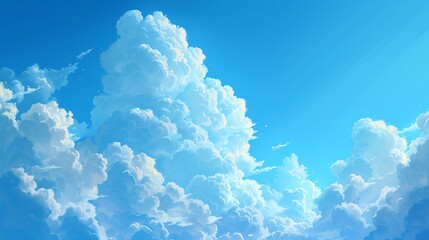 Wall Mural - White fluffy clouds against a blue sky.