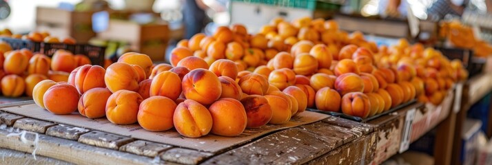 Canvas Print - Apricots on Display at a Market Stall - Fresh Seasonal and Organic Fruits