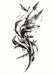 Poster - of hand drawn arrows with creative looping tails in a dynamic fluid motion  Decorative graphic design elements with a modern minimalist aesthetic
